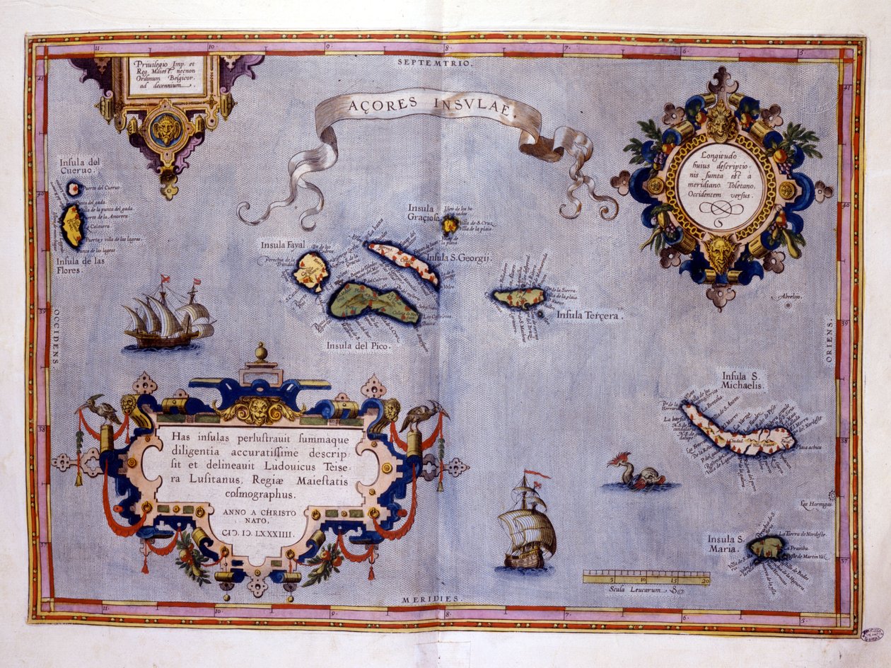 Azorit Orteliuksen atlasin mukaan tekijältä Abraham (after) Ortelius