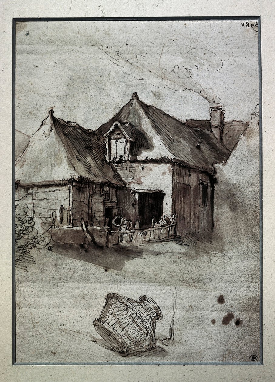Tupa pajukorilla, 1500-luvun loppu - 1600-luvun alku (kaiverrus) tekijältä Abraham Bloemaert