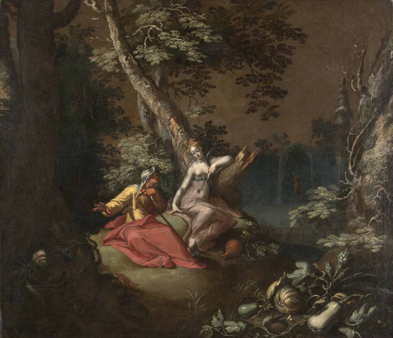 Maisema, jossa on Vertumnus ja Pomona, noin 1595-1600 (öljy kankaalle kiinnitettynä kartongille). tekijältä Abraham Bloemaert