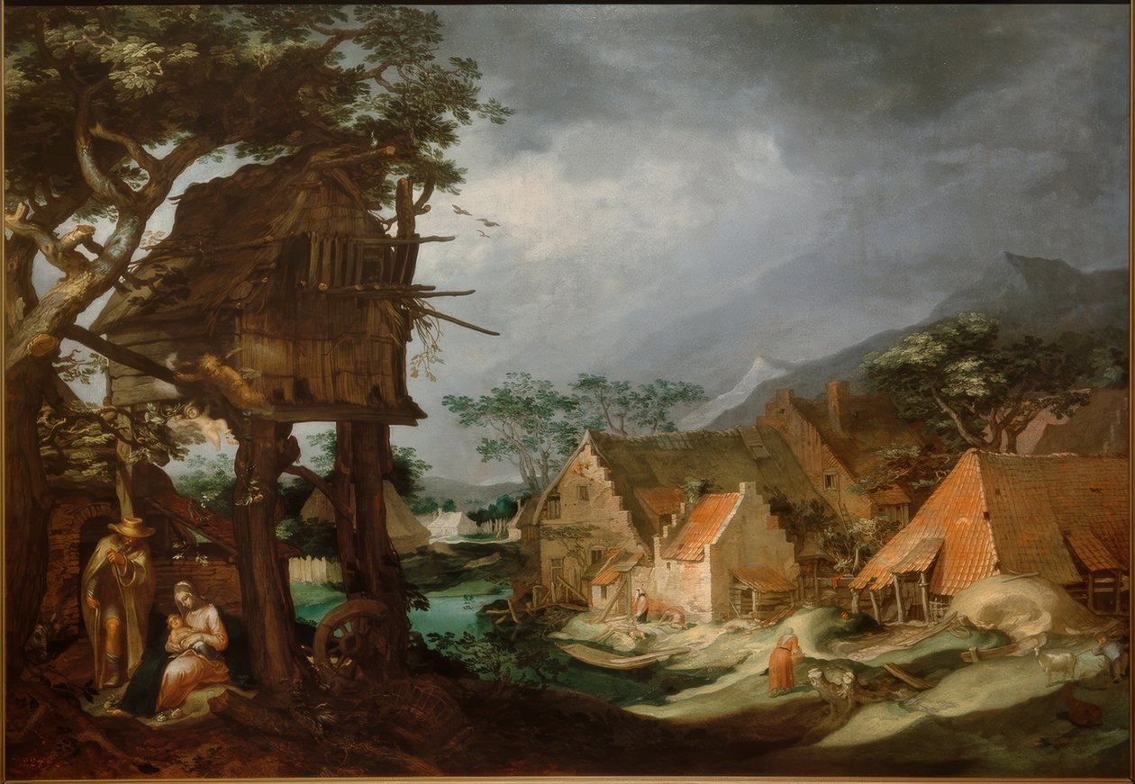 Maisema, jossa lepo juoksussa tekijältä Abraham Bloemaert