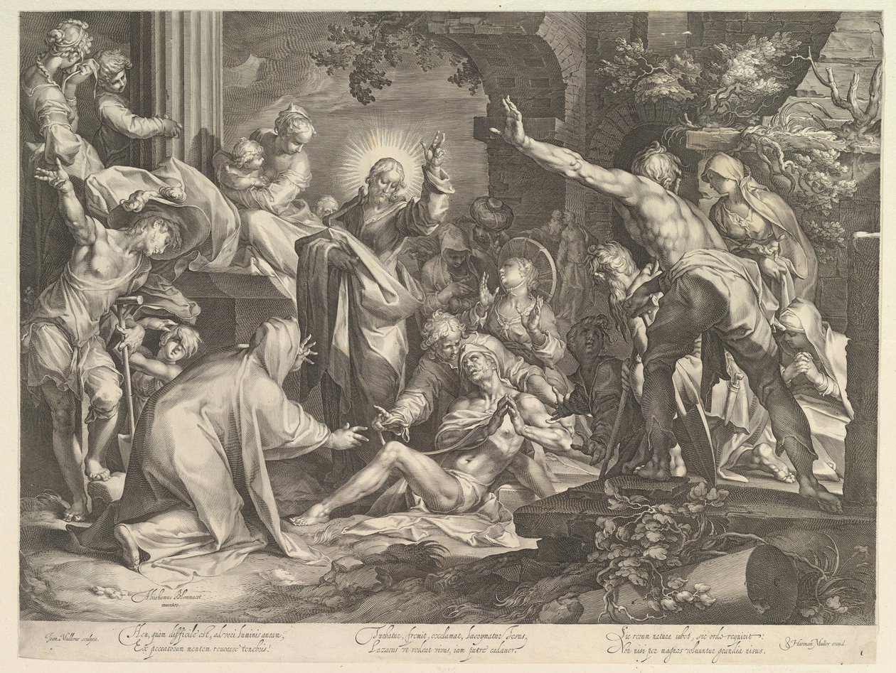 Lasaruksen herättäminen, n. 1600. tekijältä Abraham Bloemaert