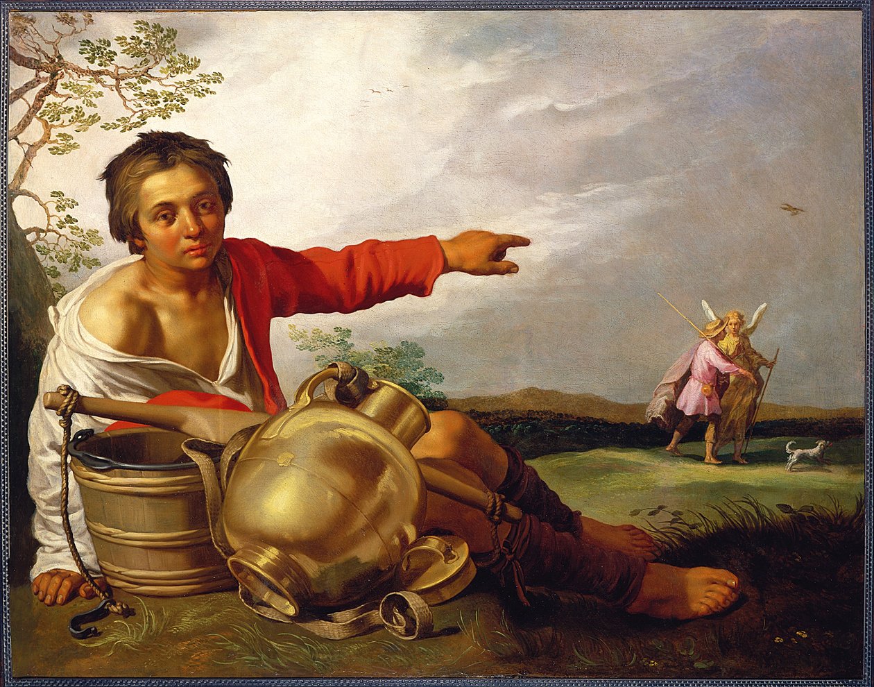 Paimenpoika osoittaa Tobiasta ja enkeliä, n. 1625-1630 (öljy kankaalle) tekijältä Abraham Bloemaert
