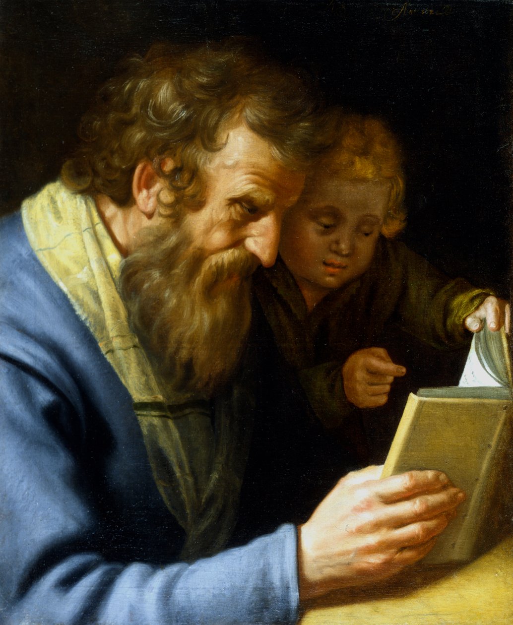 "Pyhä Matteus ja enkeli", 1621 tekijältä Abraham Bloemaert