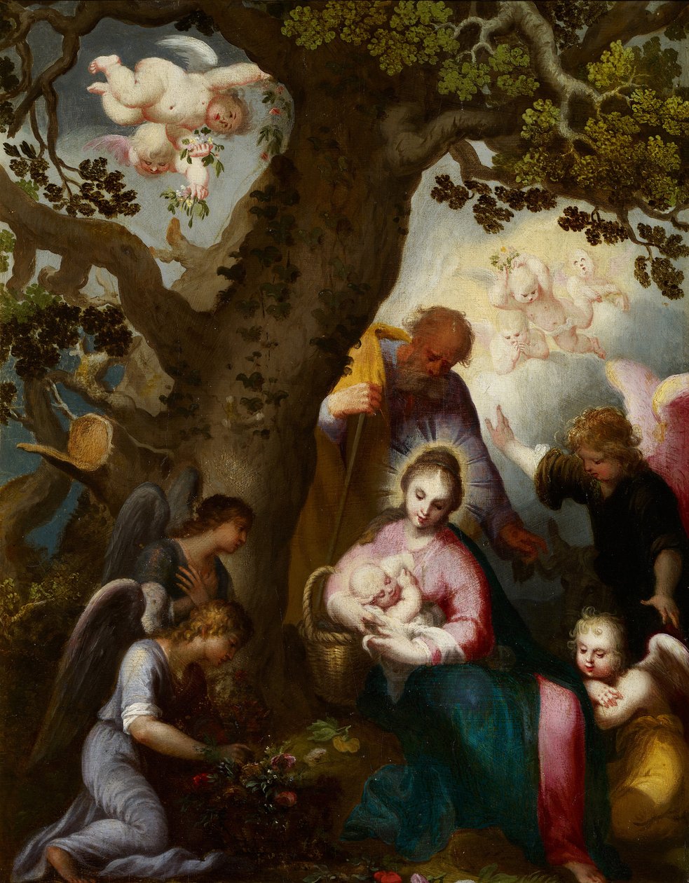 Lento Egyptiin - Bloemaert, Abraham (1566-1651) - Öljy puulle - 46x35 - Museo Carmen Thyssen, Málaga tekijältä Abraham Bloemaert