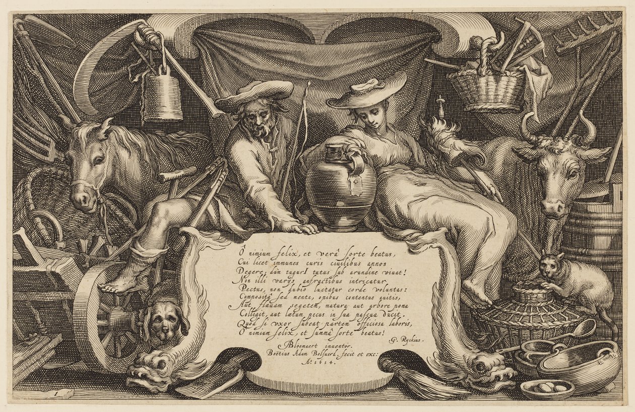 Otsikkosivu, "The Farmhouse and Landscape -sarja" tekijältä Abraham Bloemaert