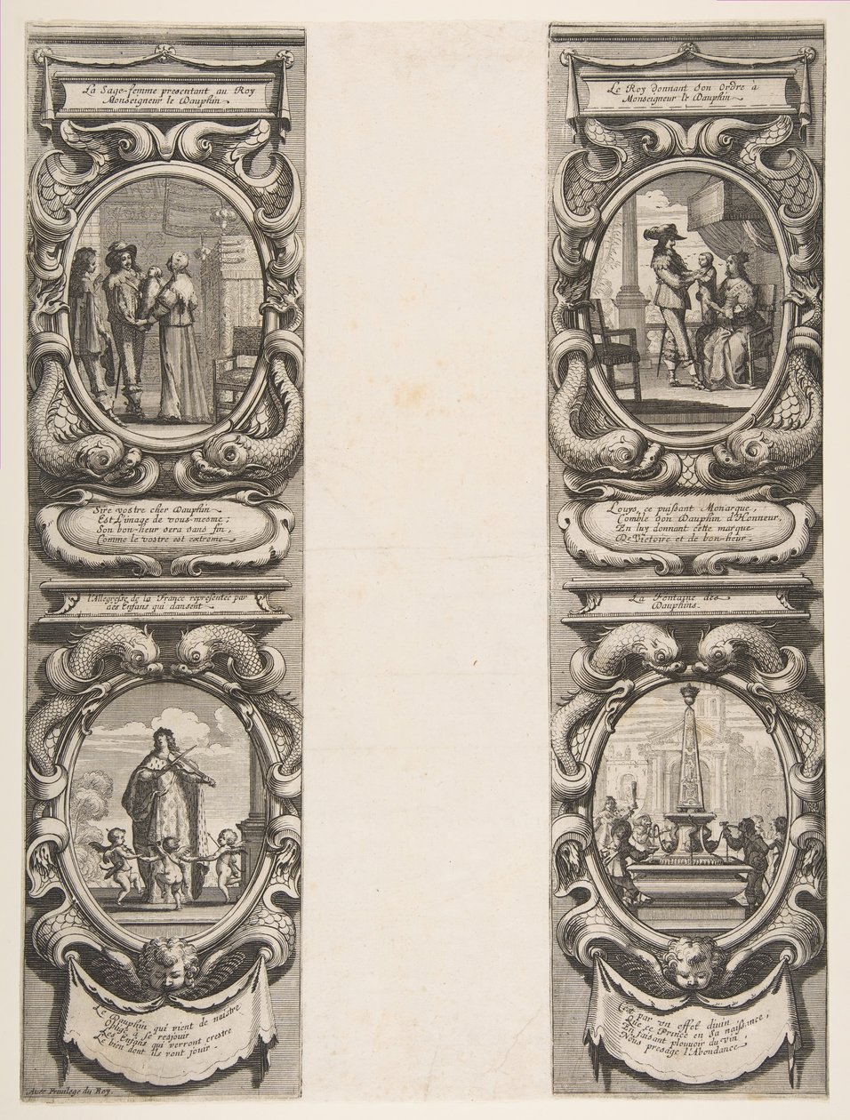 Almanach vuodelle 1639: Ludvig XIII ja Anna Itävalta uskovat kuningaskunnan ja Perillinen Appa..., 1638. tekijältä Abraham Bosse