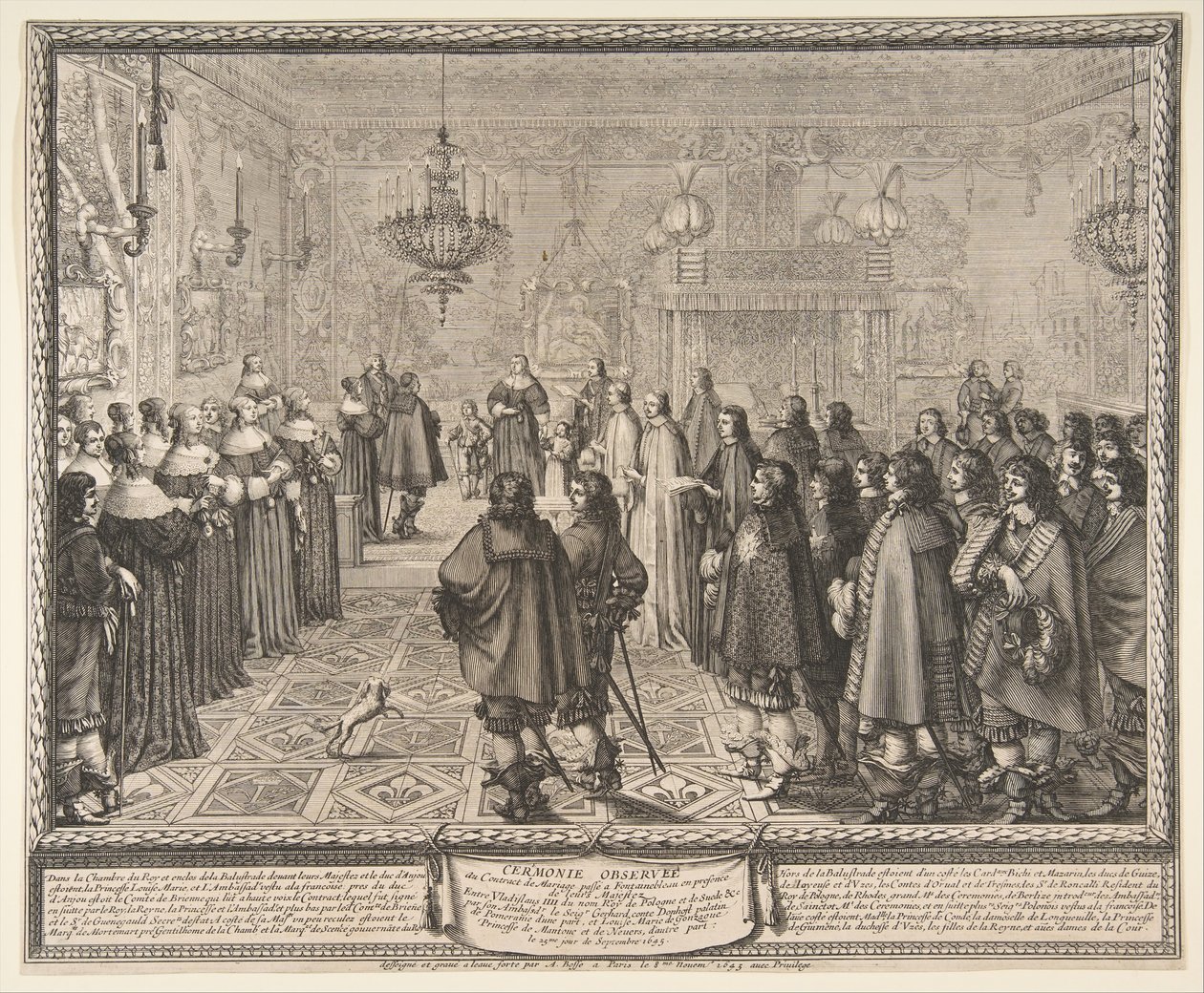 Puolan kuninkaan Wladyslaw IV:n ja Marie Louisin välisen avioliiton seremonia, 1645. tekijältä Abraham Bosse
