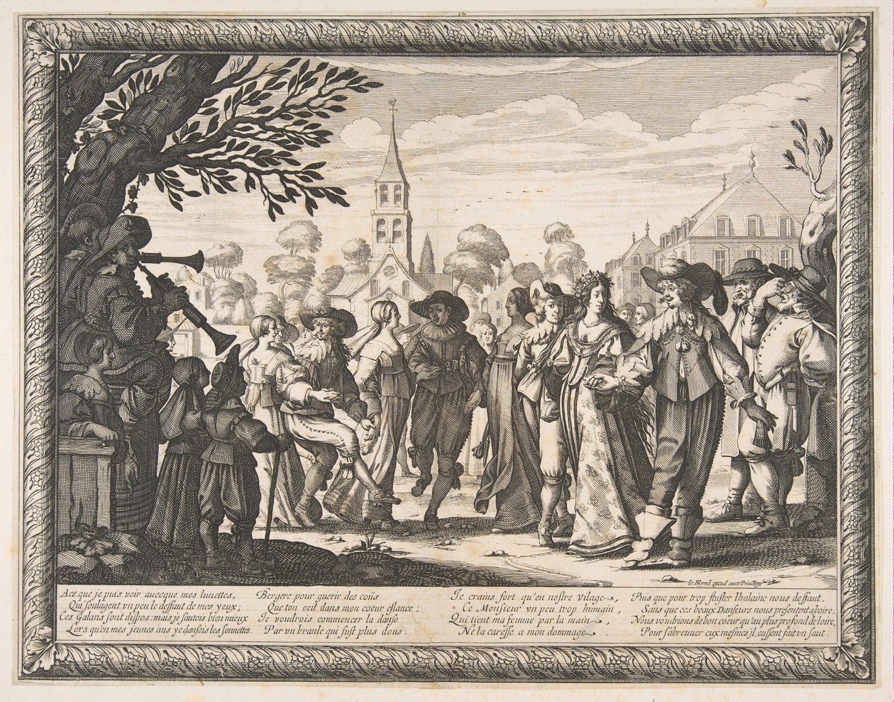 Tanssi Kyläaukiolla, n. 1633. tekijältä Abraham Bosse