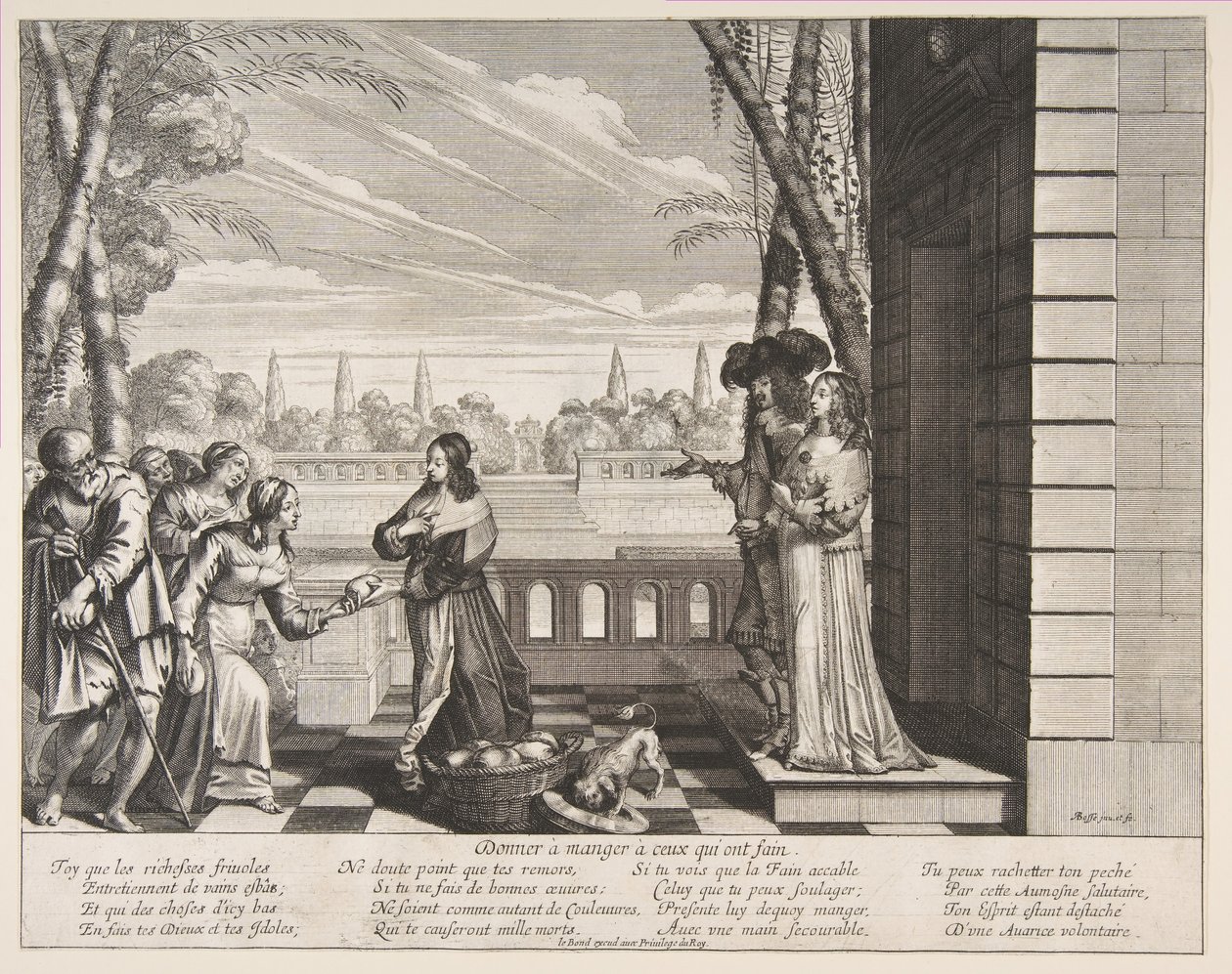 Nälkäisten ruokkiminen, 1635. tekijältä Abraham Bosse