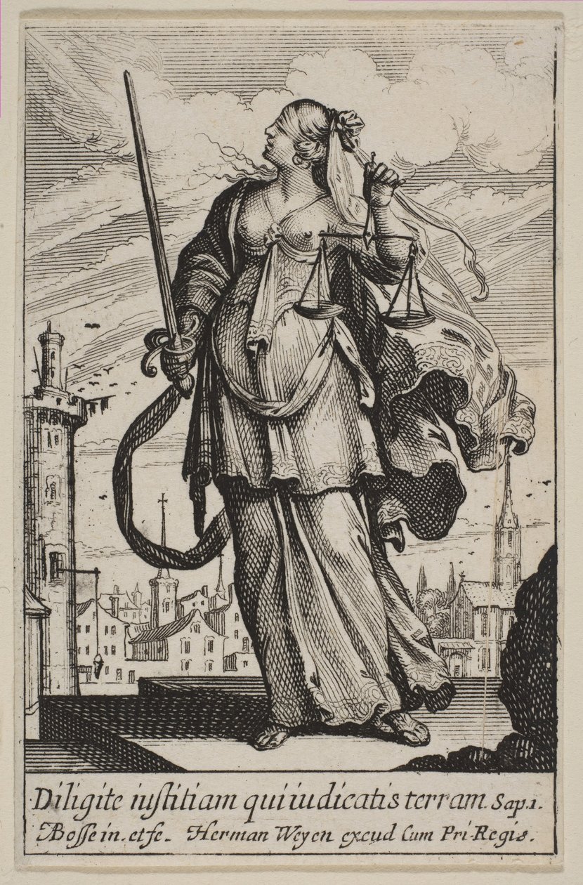 Oikeus, 1636. tekijältä Abraham Bosse