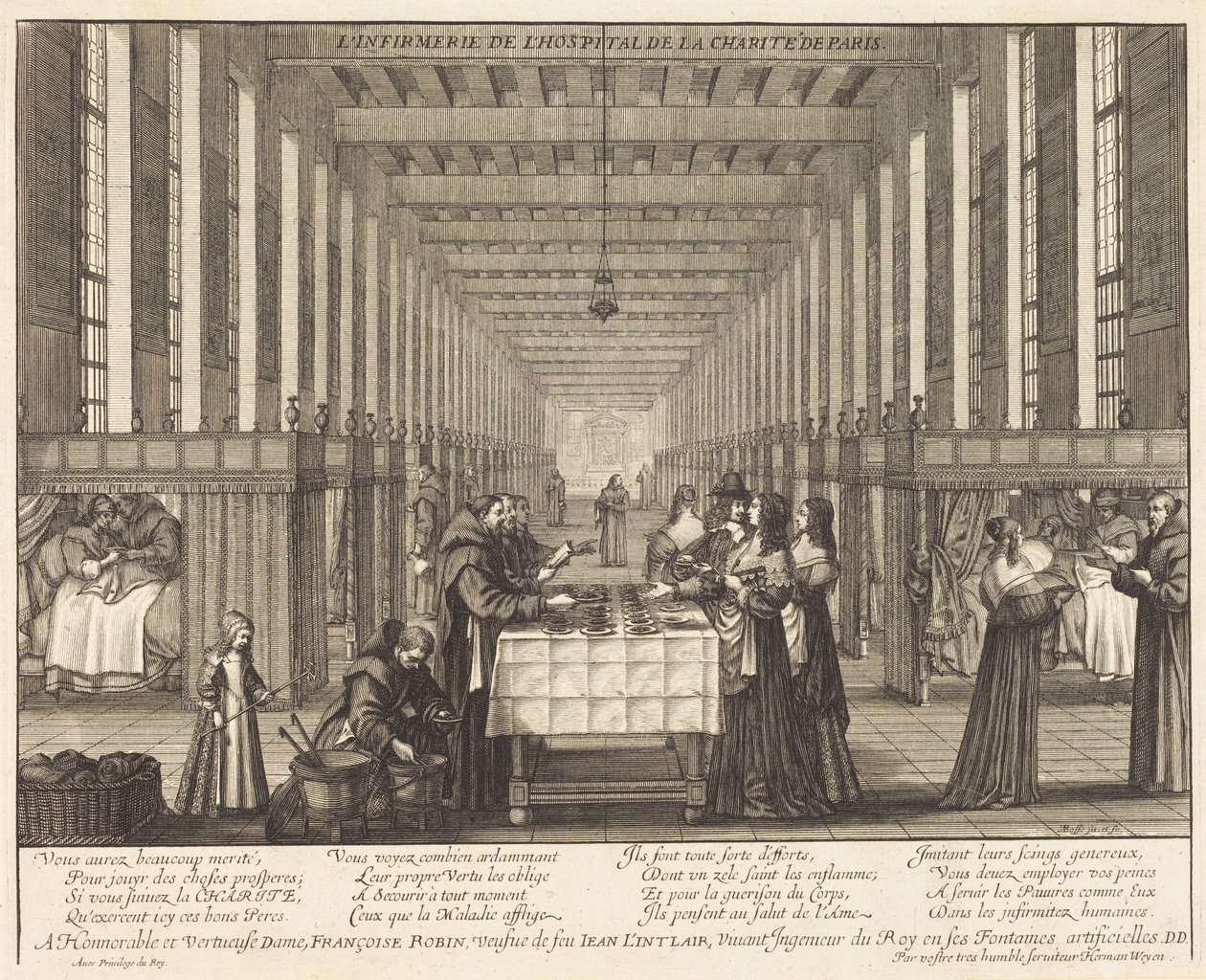 Pariisin Hôpital de la Charité -sairaalan sairastupa tekijältä Abraham Bosse
