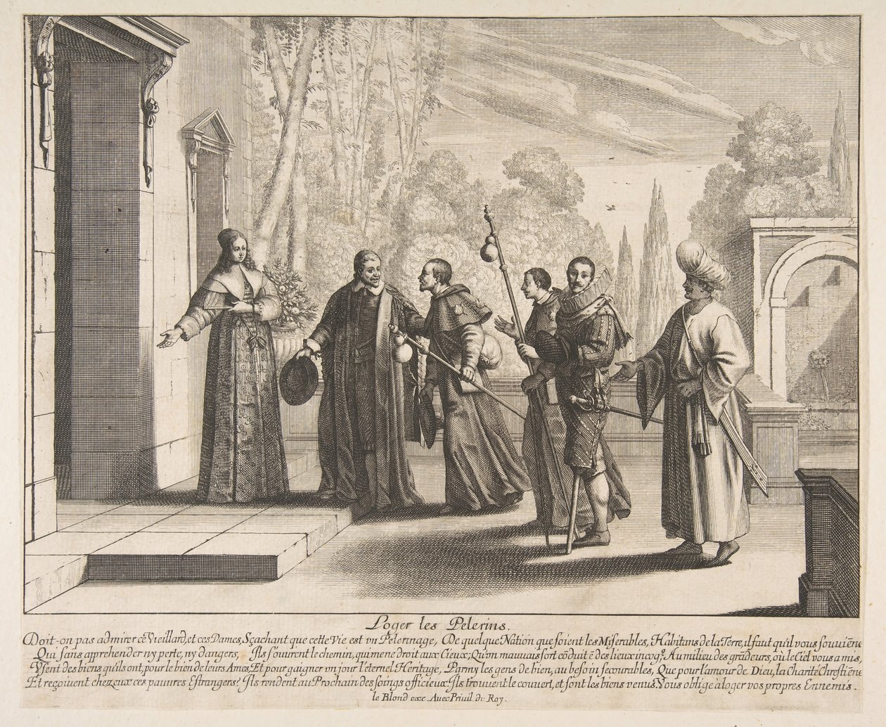 Pyhiinvaeltajien majoitus, mahdollisesti 1635. tekijältä Abraham Bosse