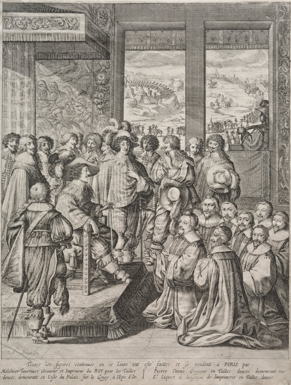 Ludvig XIII vastaanottaa tuomarien viran. tekijältä Abraham Bosse