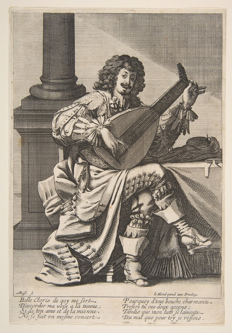 Mies laulaa ja soittaa luuttua, 1600-luvun puolivälistä loppupuolelle. tekijältä Abraham Bosse
