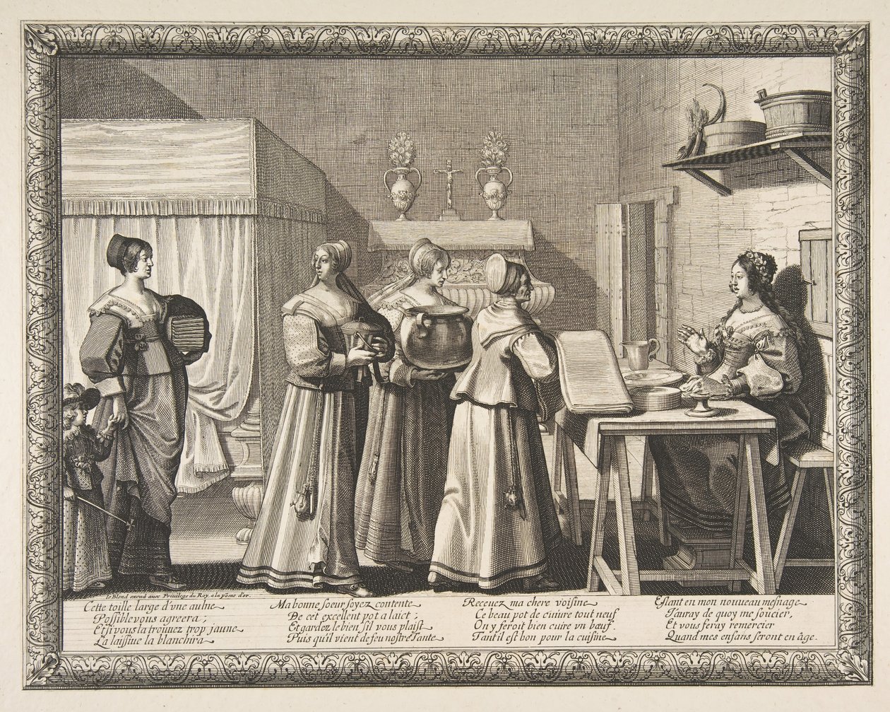 Morsiamelle tarjotut lahjat Morsiamelle tarjotut lahjat, n. 1633. tekijältä Abraham Bosse