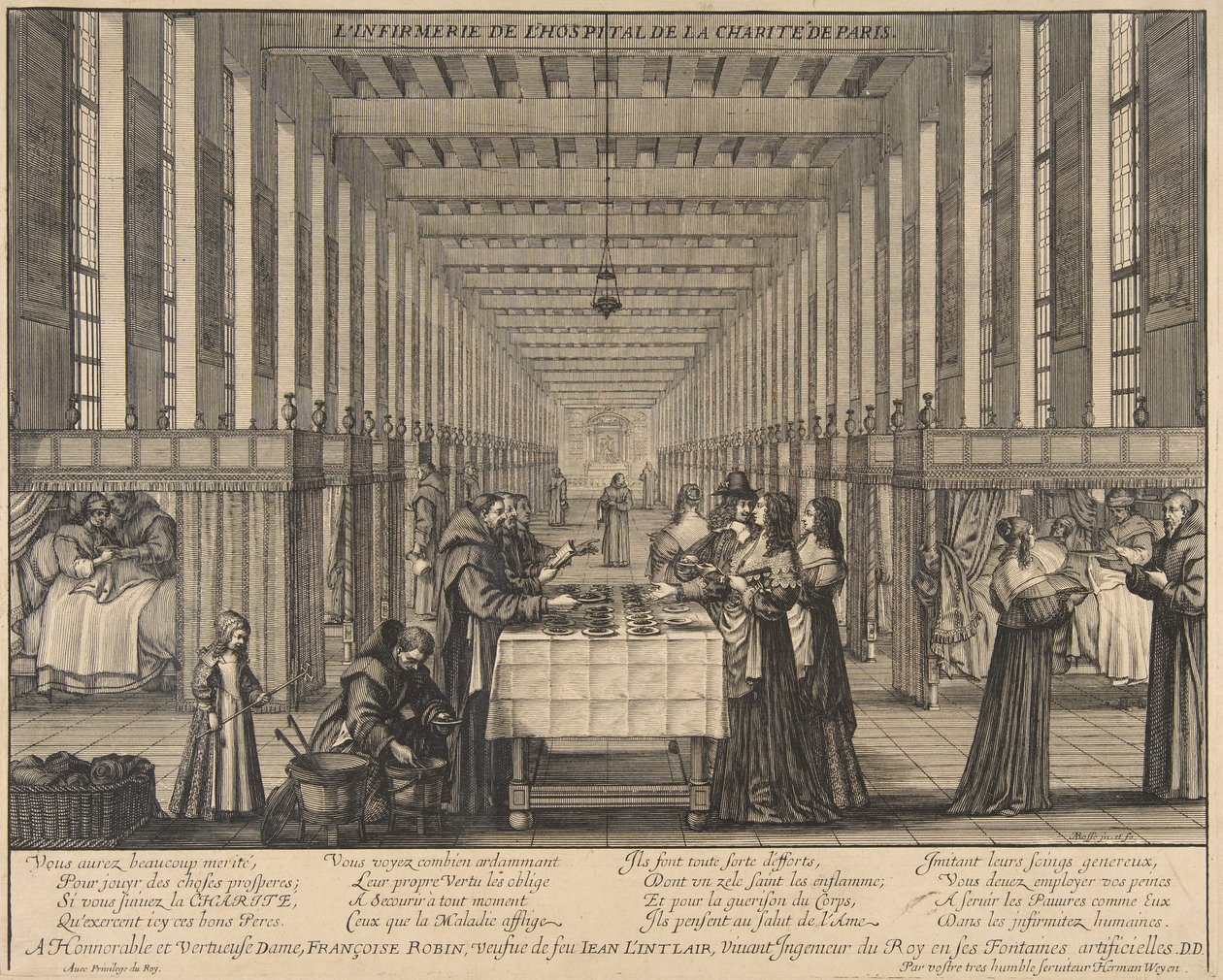 Charityn sairaalan sairaala, n. 1639. tekijältä Abraham Bosse