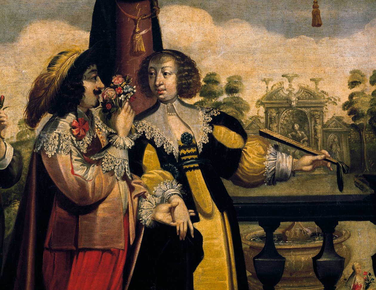 Hajuaisti, noin 1635, Abraham Bosse (1604-1676), tuntemattoman taiteilijan 5-sarjan maalauksen jälkeen, yksityiskohta. Ranska tekijältä Abraham Bosse