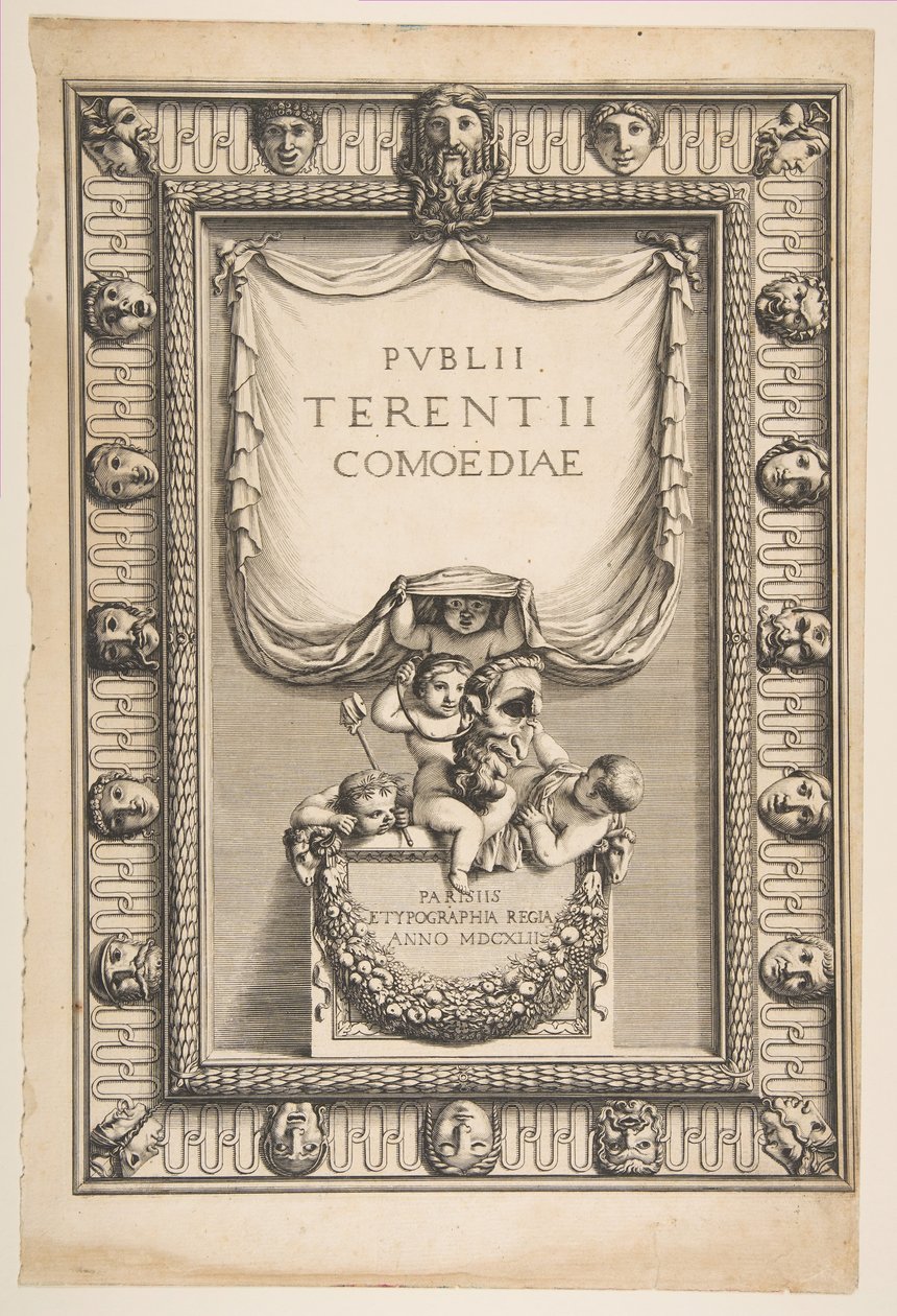 Nimisivu: Terence Publii Terentii Comoediaen komediat, 1642. tekijältä Abraham Bosse