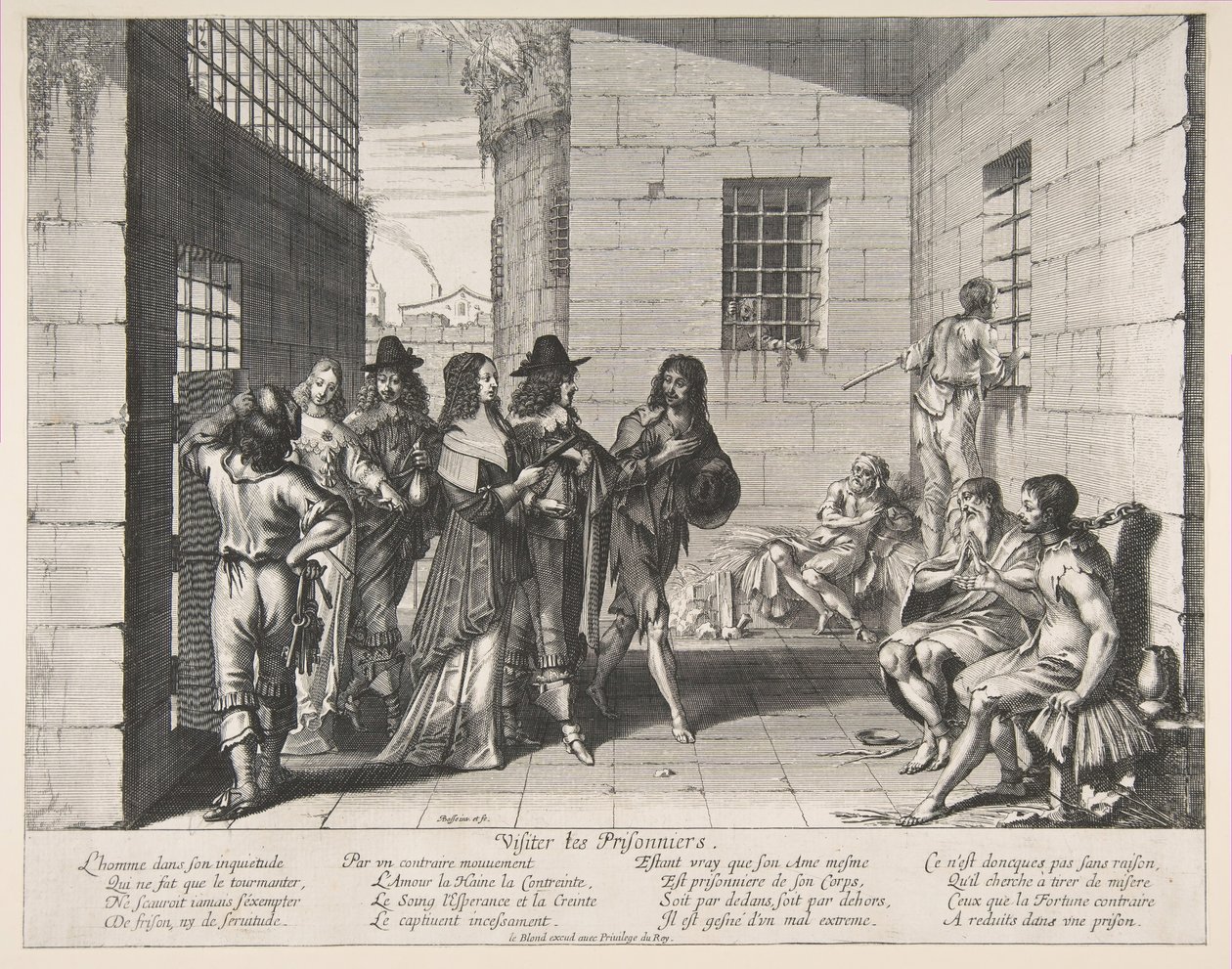 Vierailevien vankien luona, 1635. tekijältä Abraham Bosse