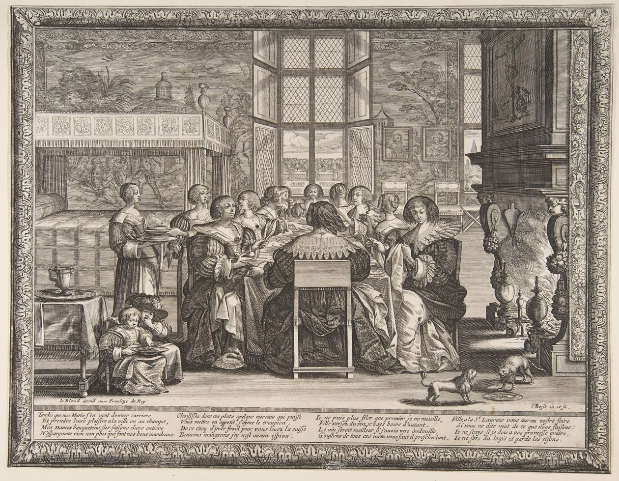 Vaimot pöydässä aviomiehensä poissaollessa, n. 1635-36. tekijältä Abraham Bosse