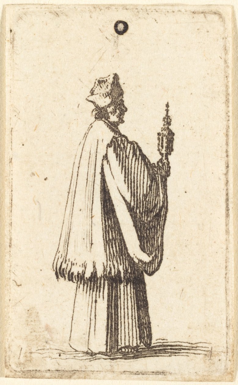 Pappi kantamassa eukaristian pyhää sakramenttia tekijältä Abraham Bosse or Jacques Callot