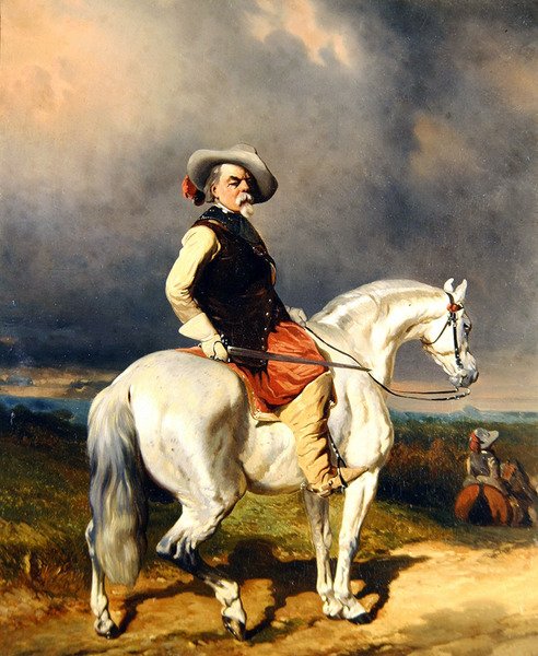 Cavalier valkoisella hevosella (öljy kankaalle) tekijältä Abraham Cooper
