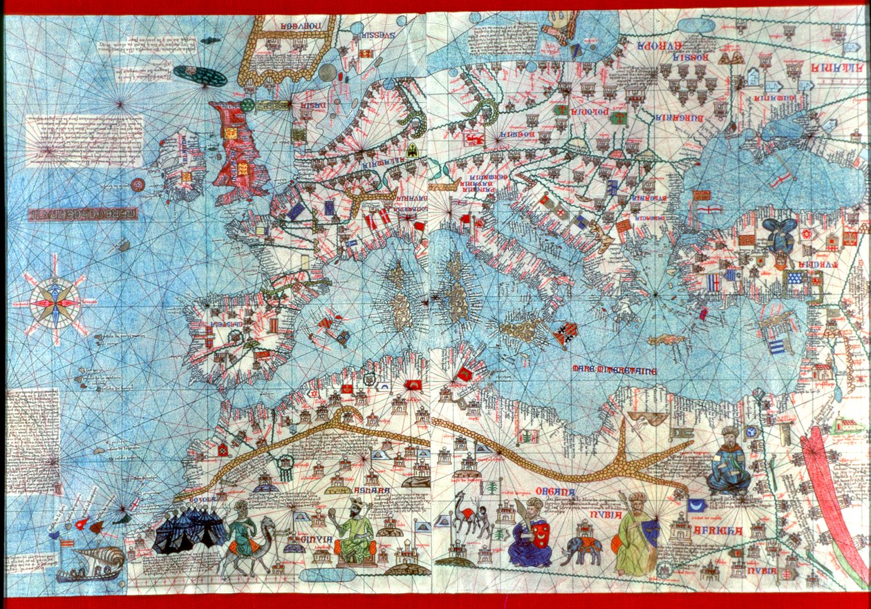 Katalonian atlas,1375 (kartta) tekijältä Abraham & Cresques Jehuda (1360-1410) Cresques