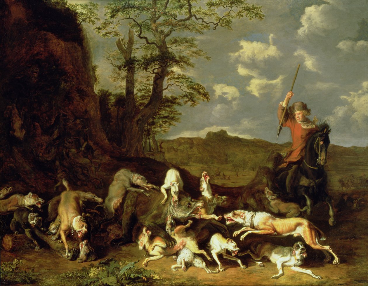 Karhunmetsästys, 1655 tekijältä Abraham Danielsz. Hondius