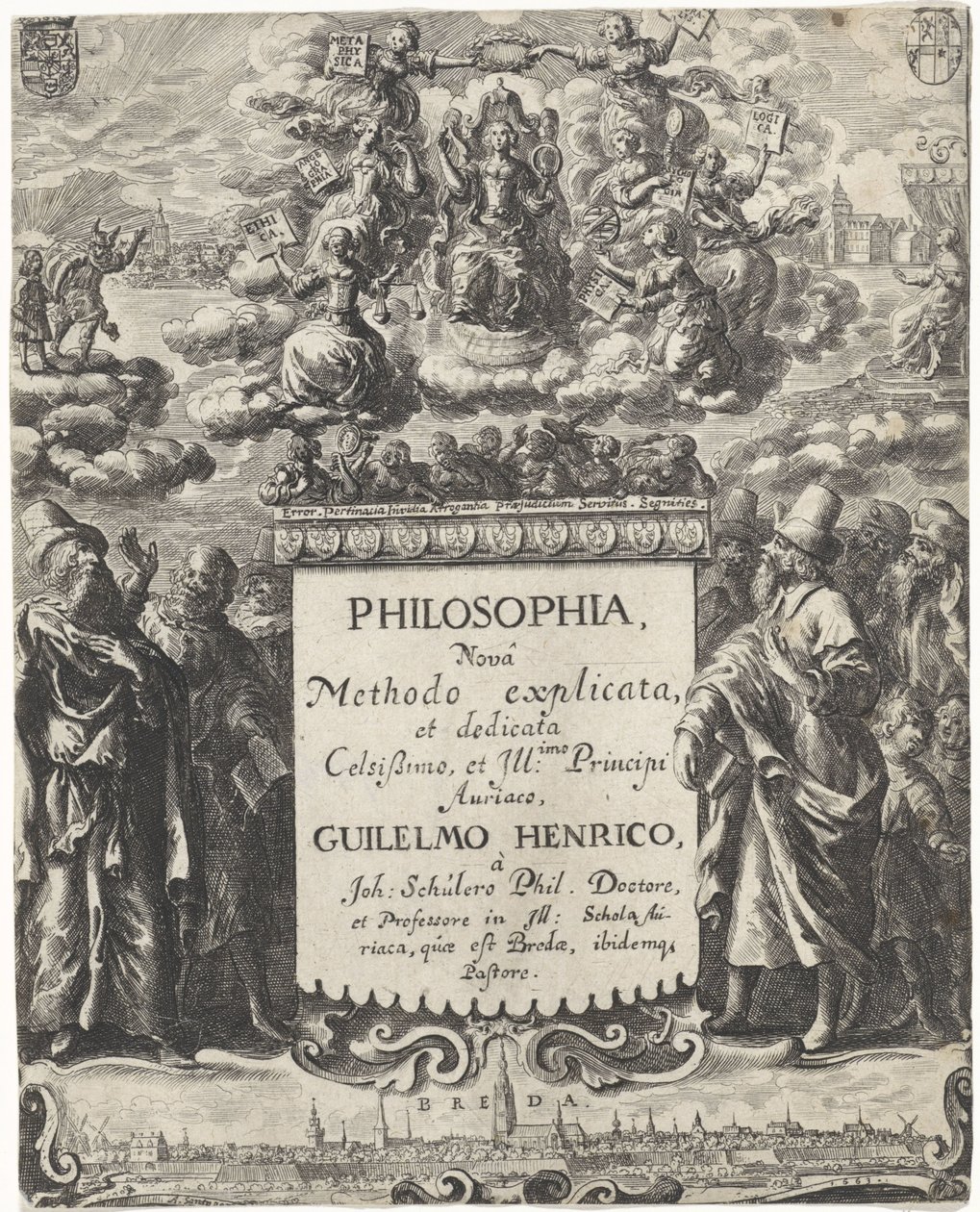 Filosofian allegoria Nimisivu: Schuler, Johannes. Filosofi (...), 1663 tekijältä Abraham Dircksz. Santvoort