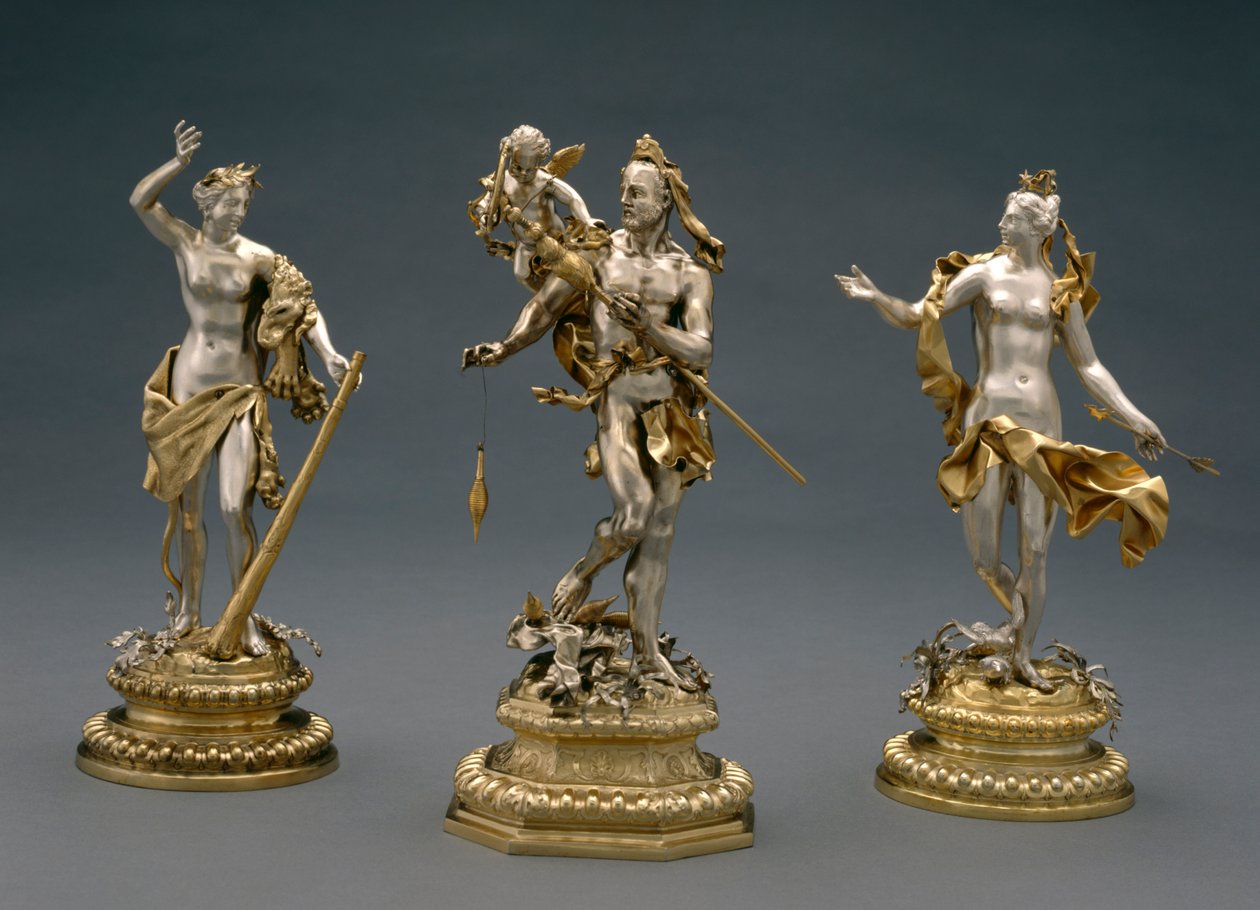 Hercules, Omphale ja Venus, n.1695-1700 (osittain hopeoitu). tekijältä Abraham Drentwett