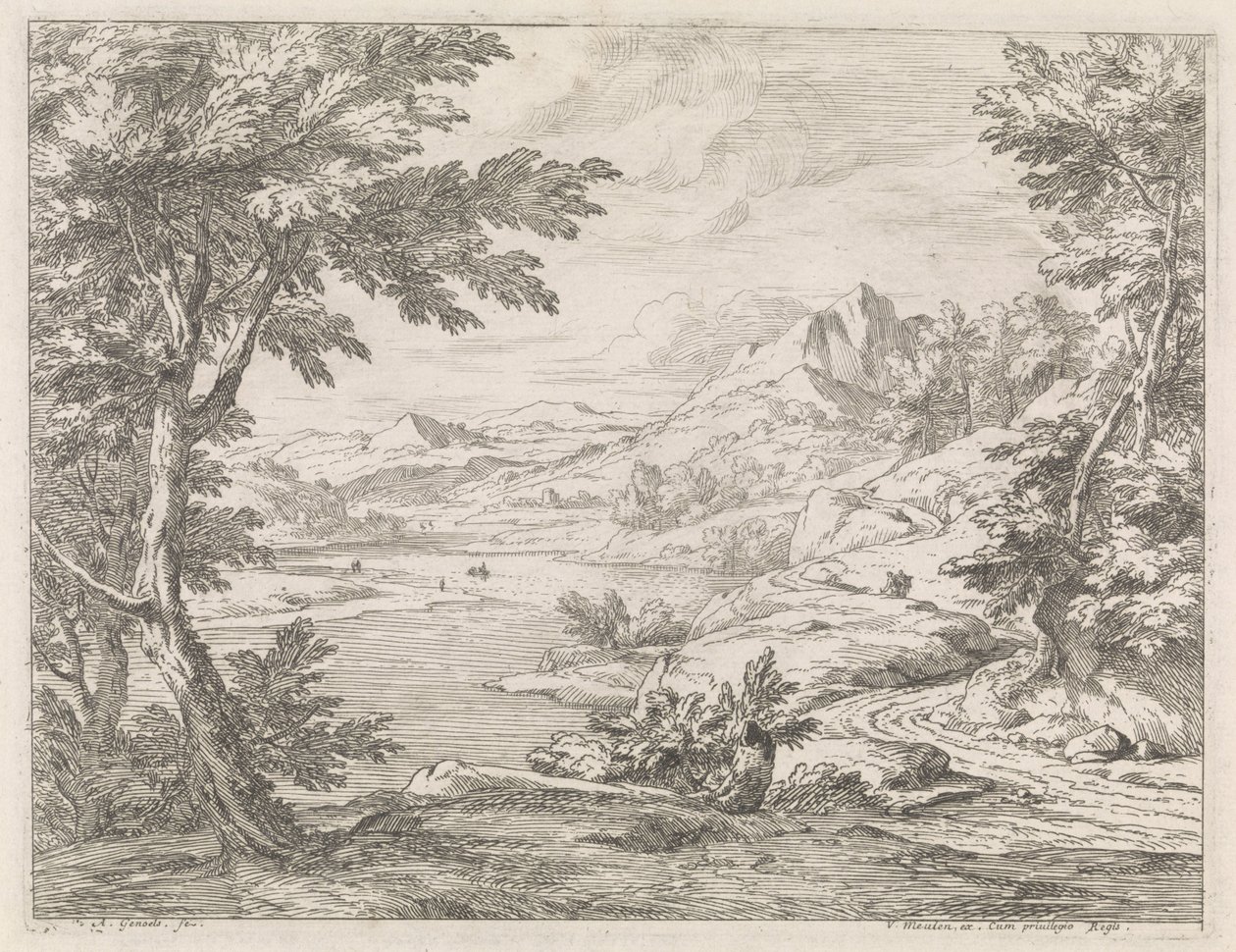 Jokimaisema tiellä River Landscapes (sarjan nimi) tekijältä Abraham Genoels