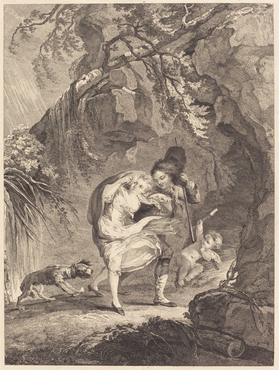 Le coup de vent (tuulenpuuska) tekijältä Abraham Girardet after Antoine Lebel