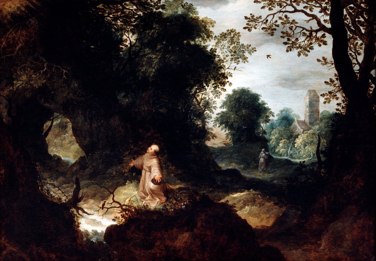 Kalliomaisema Pyhän Franciscuksen kanssa, 1600-luvun alku tekijältä Abraham Govaerts