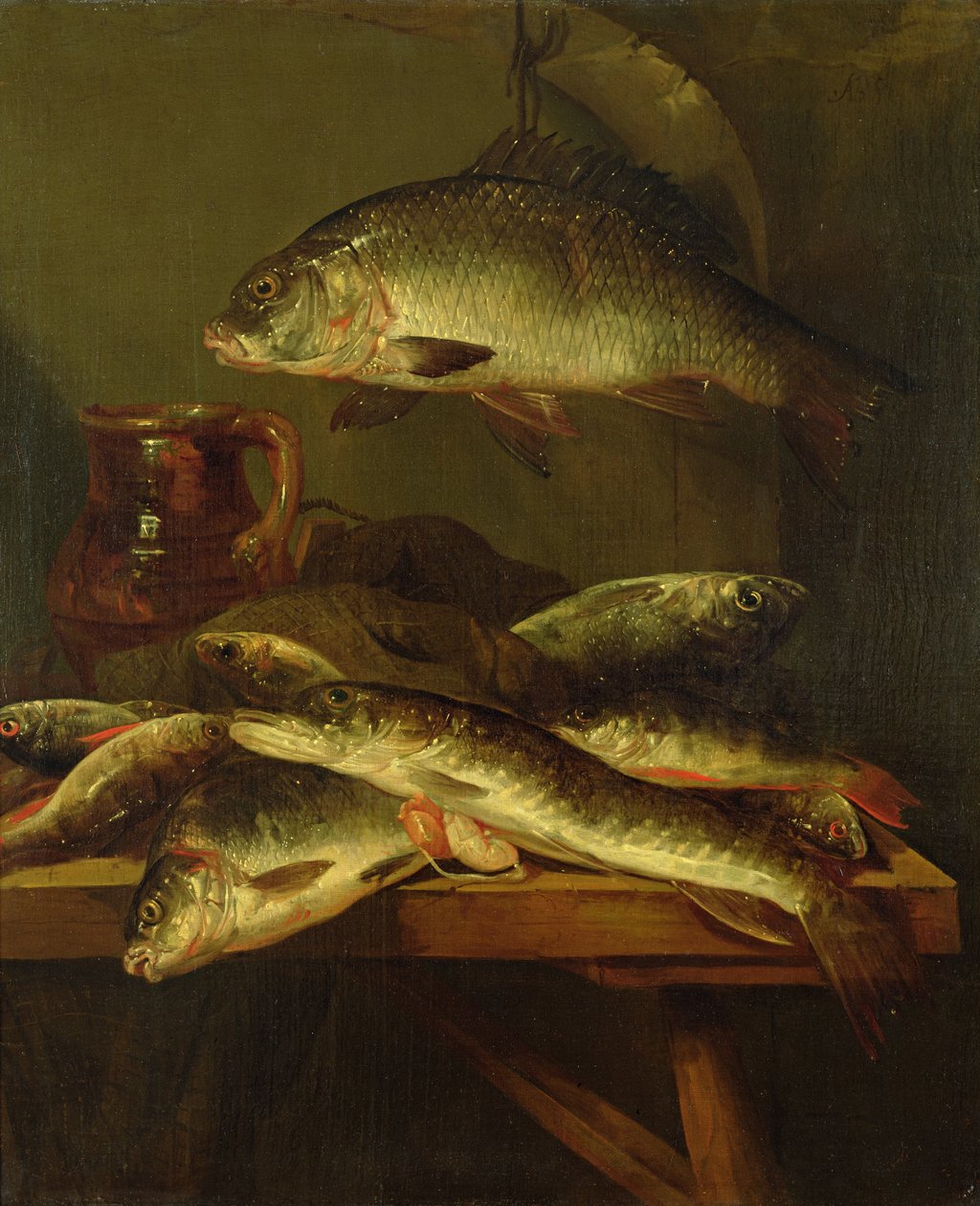 Asetelma karpin kanssa tekijältä Abraham Hendricksz van Beyeren