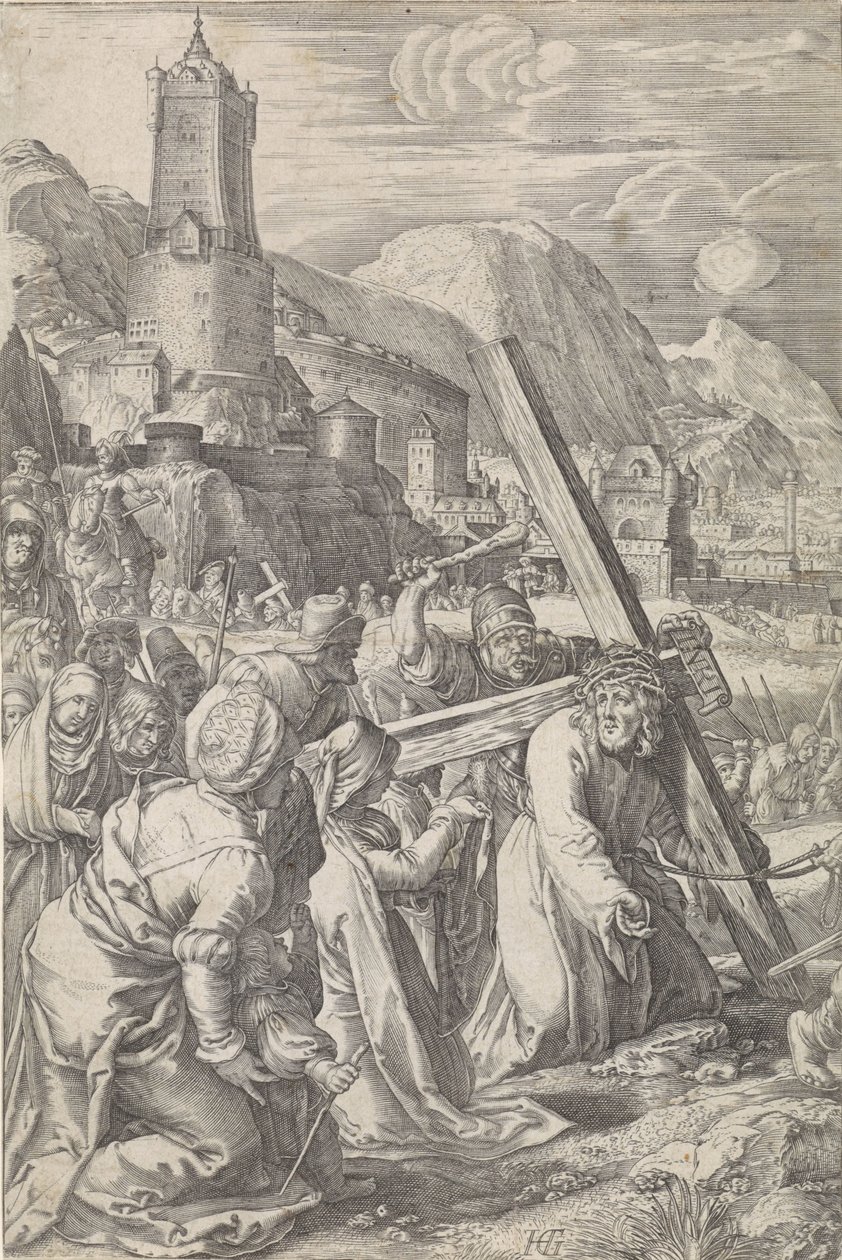 Ristin kantaminen The Passion (sarjan nimi) tekijältä Abraham Hogenberg