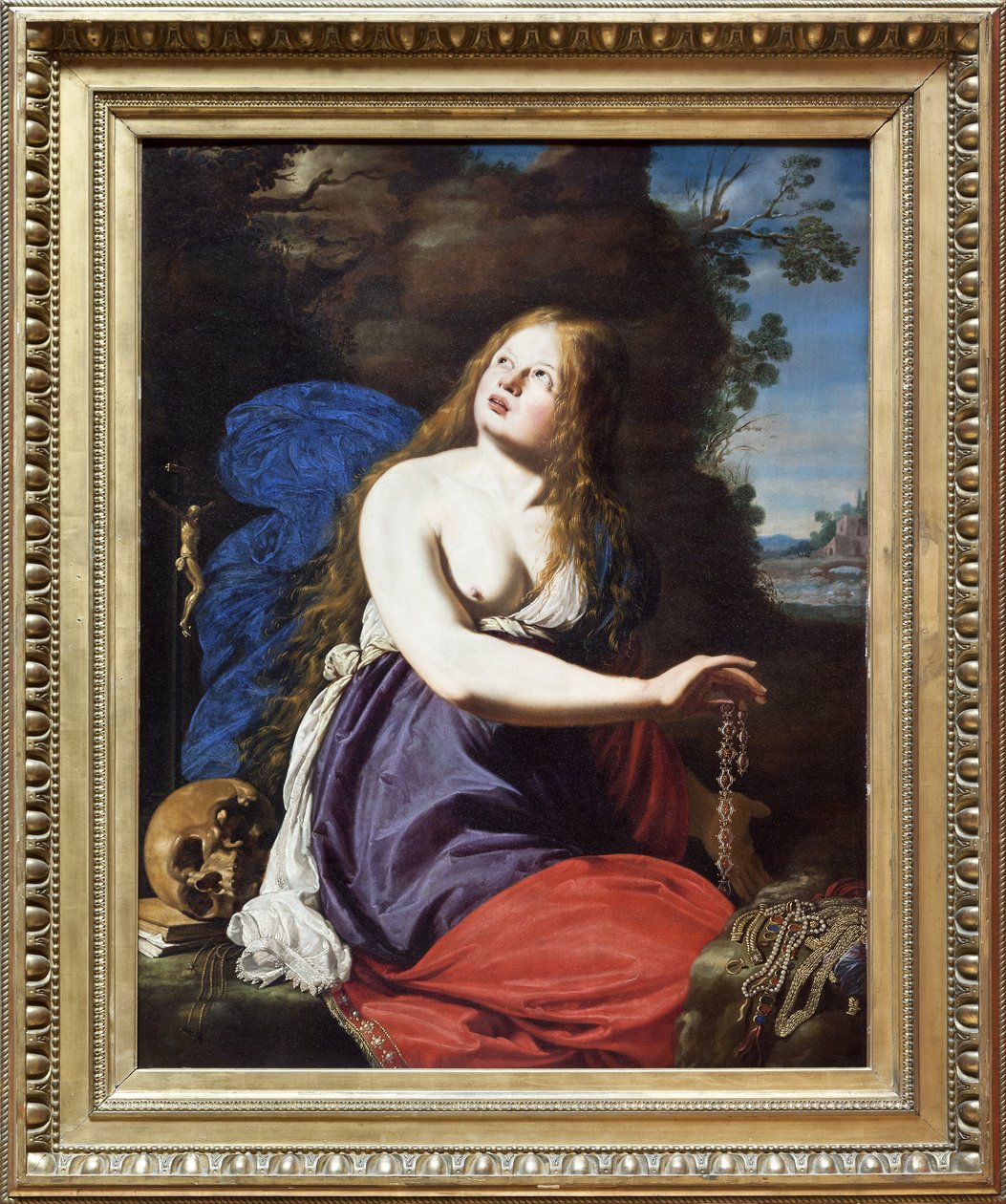 Katuva Maria Magdaleena, Abraham Janssensin (van Nuyssen) öljymaalaus puulle (1567-1631). Valokuvaus, KIM Youngtae, Lillen kuvataidepalatsi, Lille, Ranska. tekijältä Abraham Janssens