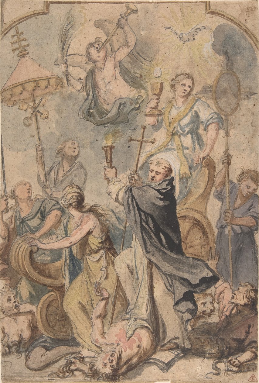 Allegoria harhaopin voitosta, St. Dominic etupuolella, 1650-60. tekijältä Abraham Jansz van Diepenbeeck