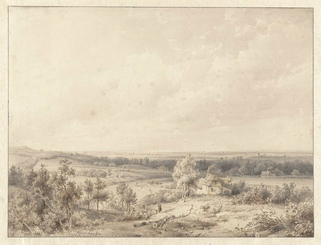 Näkymä Alkmaarin suuntaan Schoorlin dyyniltä tekijältä Abraham Johannes Couwenberg