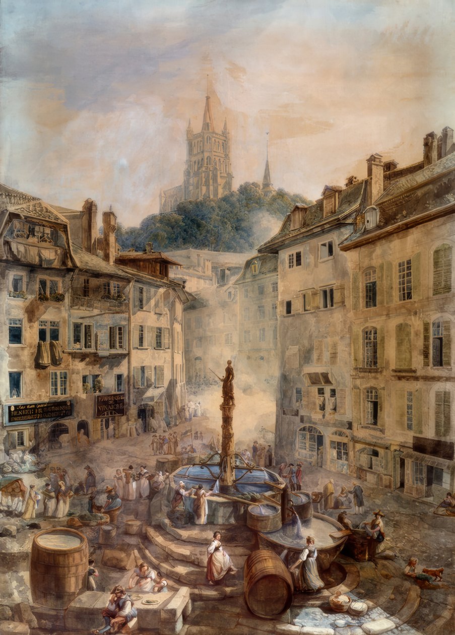 Place de la Palud tekijältä Abraham Louis Rodolphe Ducros