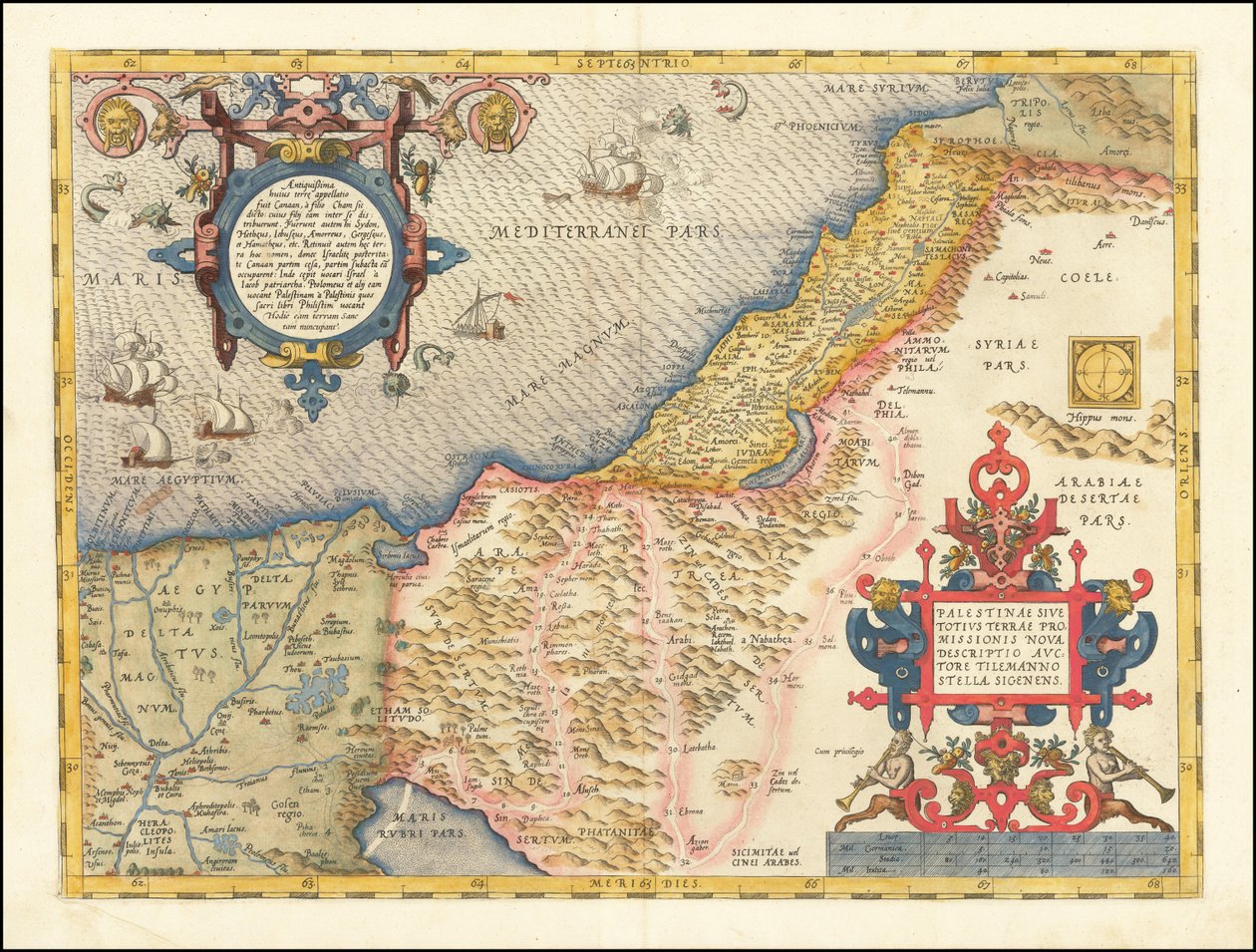 Abraham Orteliuksen laatima Palestiinan kartta vuodelta 1573. tekijältä Abraham Ortelius