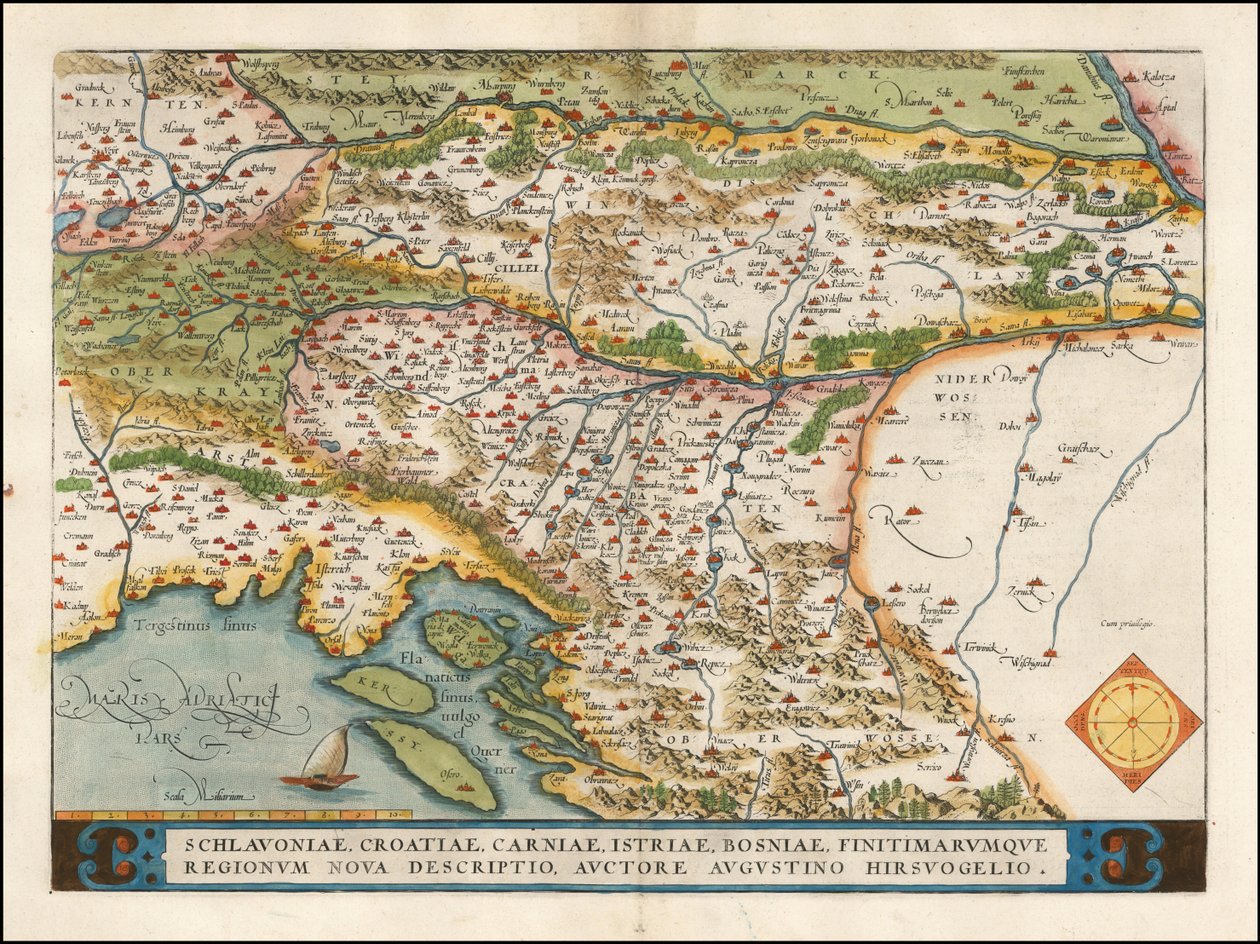 Abraham Orteliuksen laatima Länsi-Balkanin kartta vuodelta 1574. tekijältä Abraham Ortelius