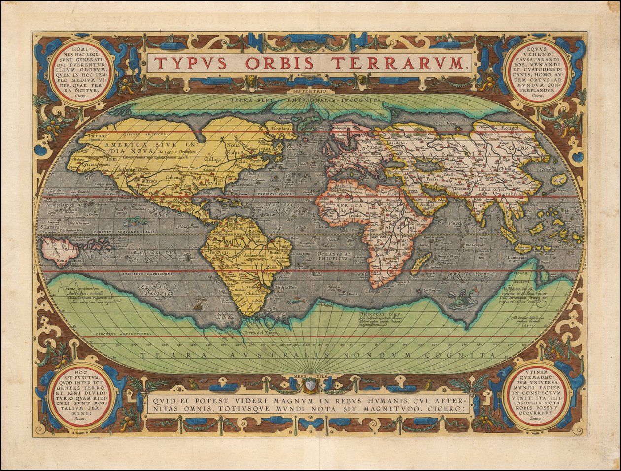 Abraham Ortelius Typus Orbis Terrarum Julkaisu Antwerpen 1598 tekijältä Abraham Ortelius