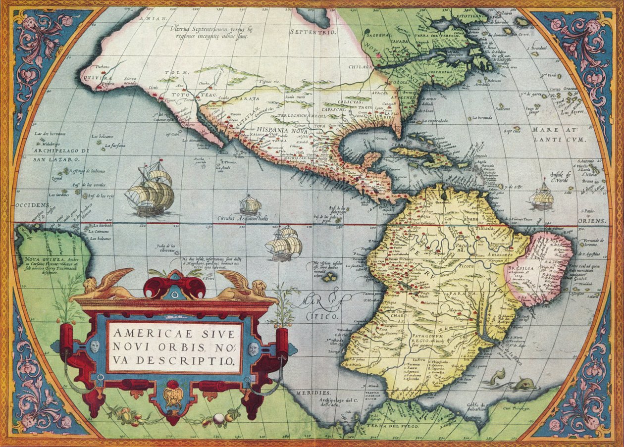 Amerikka tai uusi maailma: Abraham Orteliuksen Theatrum Orbis Terrarumista, 1570, 1570, 19 tekijältä Abraham Ortelius