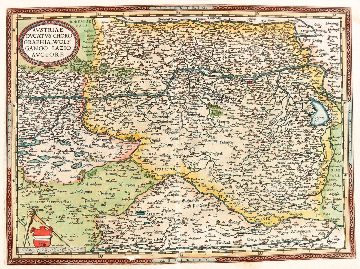 Itävalta Ducatus Chorographia Wolfgango Lazio Auctore Itävallan kartta Ducatus Chorographia Wolfgango Lazio Auctore Itävalta Ducatus Chorographia Wolfgango Lazio Auctore tekijältä Abraham Ortelius