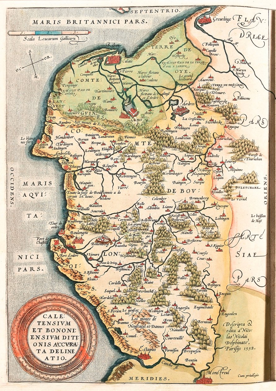 Caletensium et Bononiensium Ditionis Accurata Delineatio Maantieteellinen kartta Boulonnais