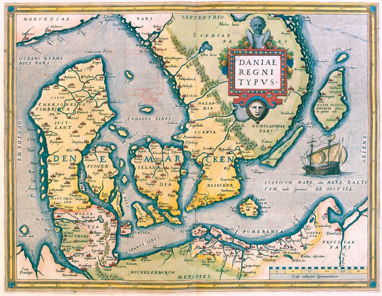 Tanska, Etelä-Ruotsi tekijältä Abraham Ortelius