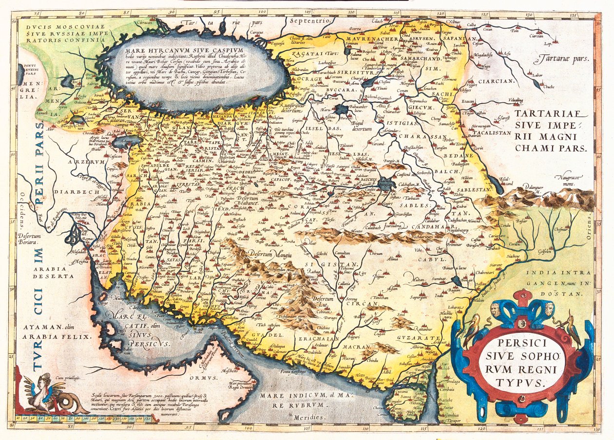 Iran, Pakistan, Afganistan, Uzbekistan ja Turkmenistan tekijältä Abraham Ortelius