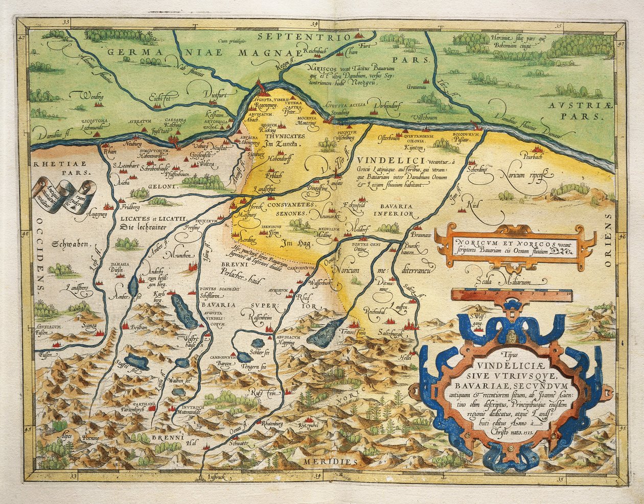Saksan Baijerin kartta, Abraham Orteliuksen Theatrum Orbis Terrarumilta tekijältä Abraham Ortelius