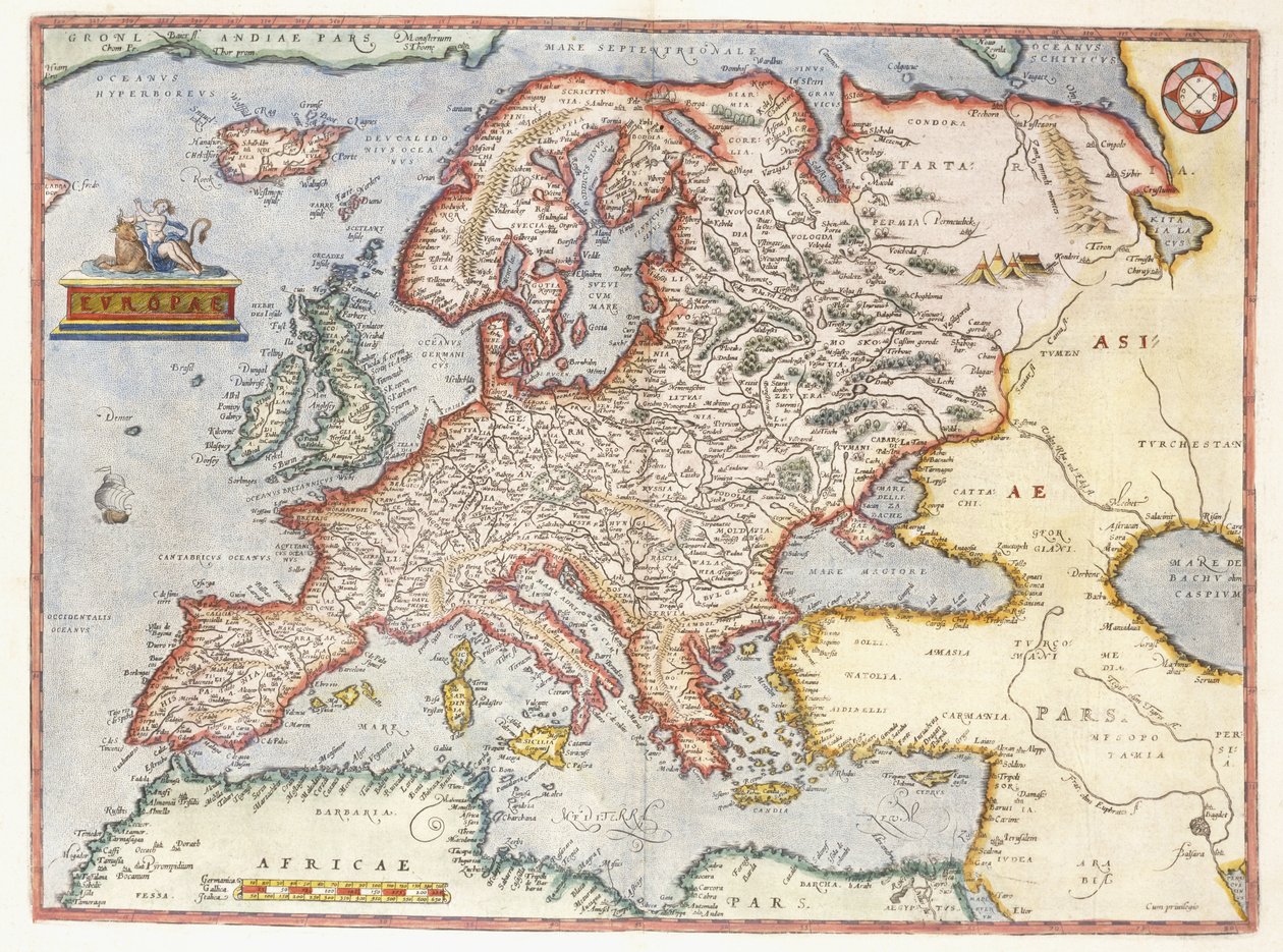 Euroopan kartta, 1587 tekijältä Abraham Ortelius