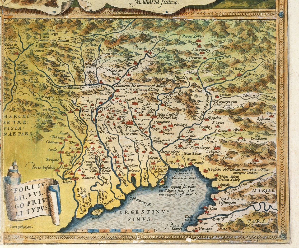 Friuli Venezia Giulian alueen kartta, Abraham Orteliuksen Theatrum Orbis Terrarumilta tekijältä Abraham Ortelius